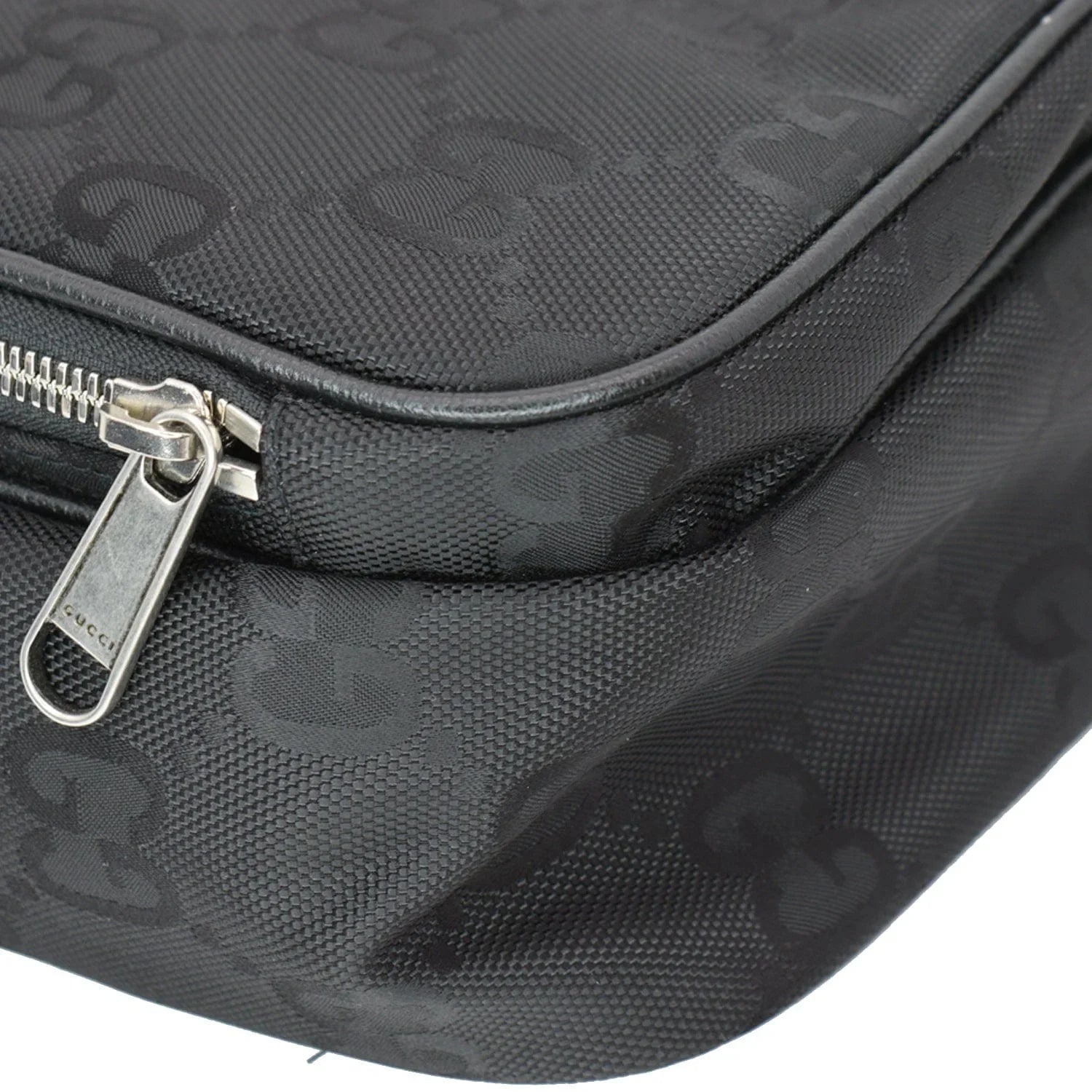 625858 Shoulder Off Monogram Black Nylon Pre-owned The GG Grid Bag GUCCI