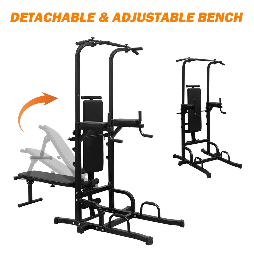 Bar Training Tower Multi-Function Duty Pull Height Gym,Steel with Adjustable Heavy Home Station Bench for Up Office Stand Power Equipment Dip Fitness