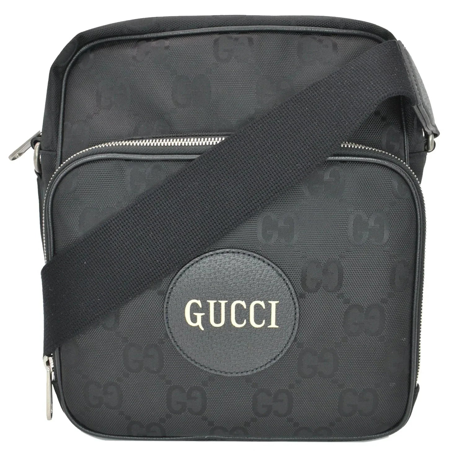 625858 Shoulder Off Monogram Black Nylon Pre-owned The GG Grid Bag GUCCI