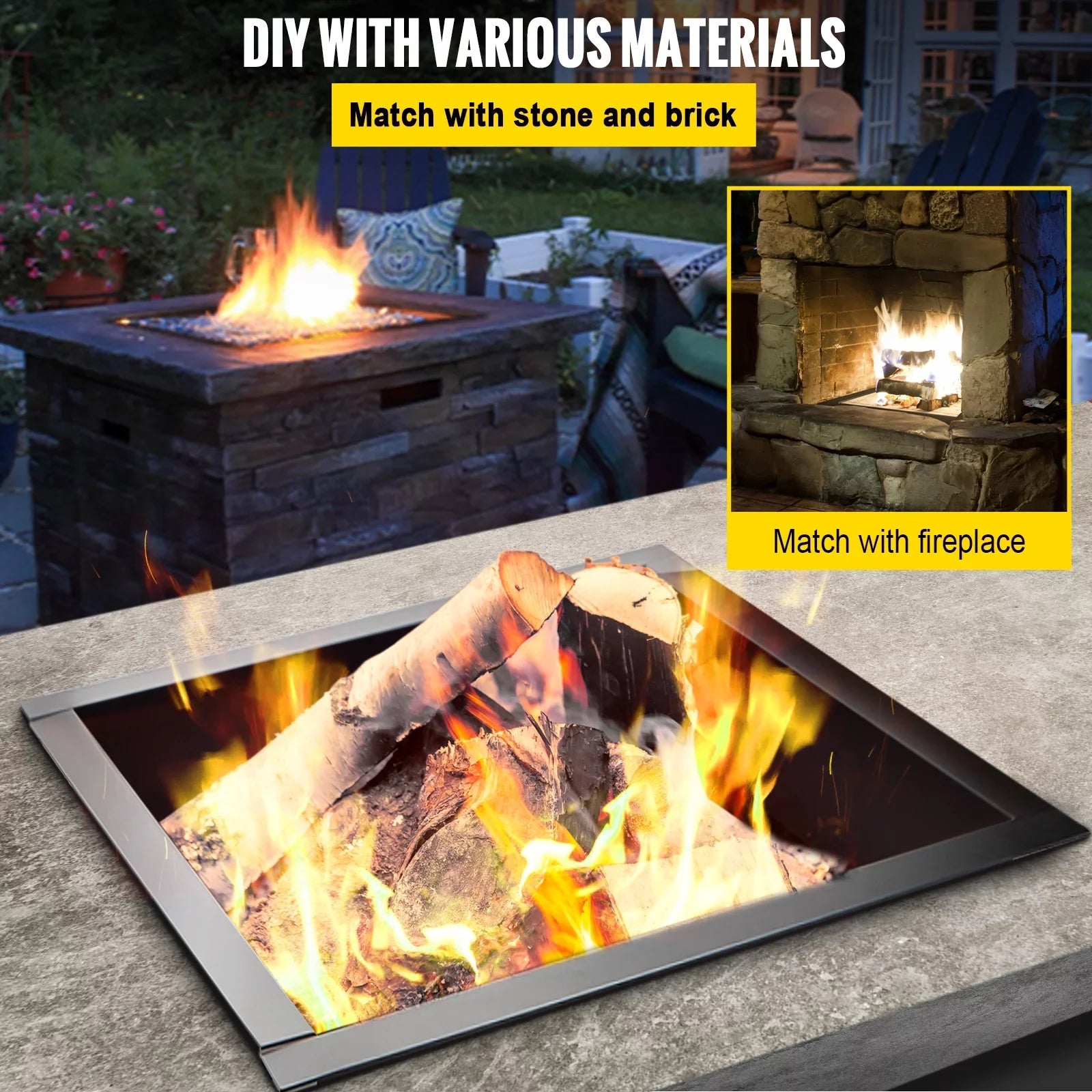 Steel DIY Insert BENTISM with 30" with Fire for Ring, Fire Liner Ring, Insert, Fire Square Simple Installation Duty Tongs Backyard Outdoor, Pit Pit Bonfire Heavy Patio,