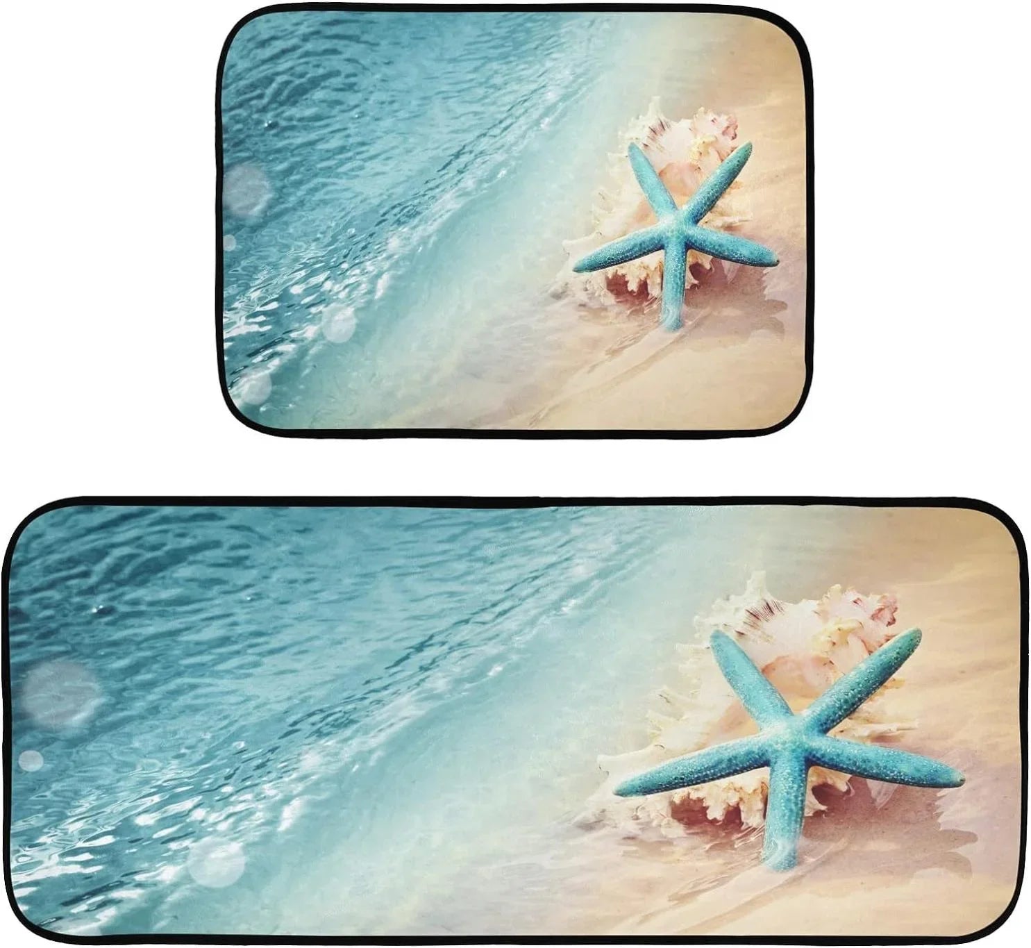 Runner Room Summer Rugs, Kitchen 19.7"x27.6" Perfect Rug Sea Washable 19.7"x47.2" Floor Mats Starfish and Bedroom Carpet Entryway, Wave for Area Conch + Living Bestwell Beach