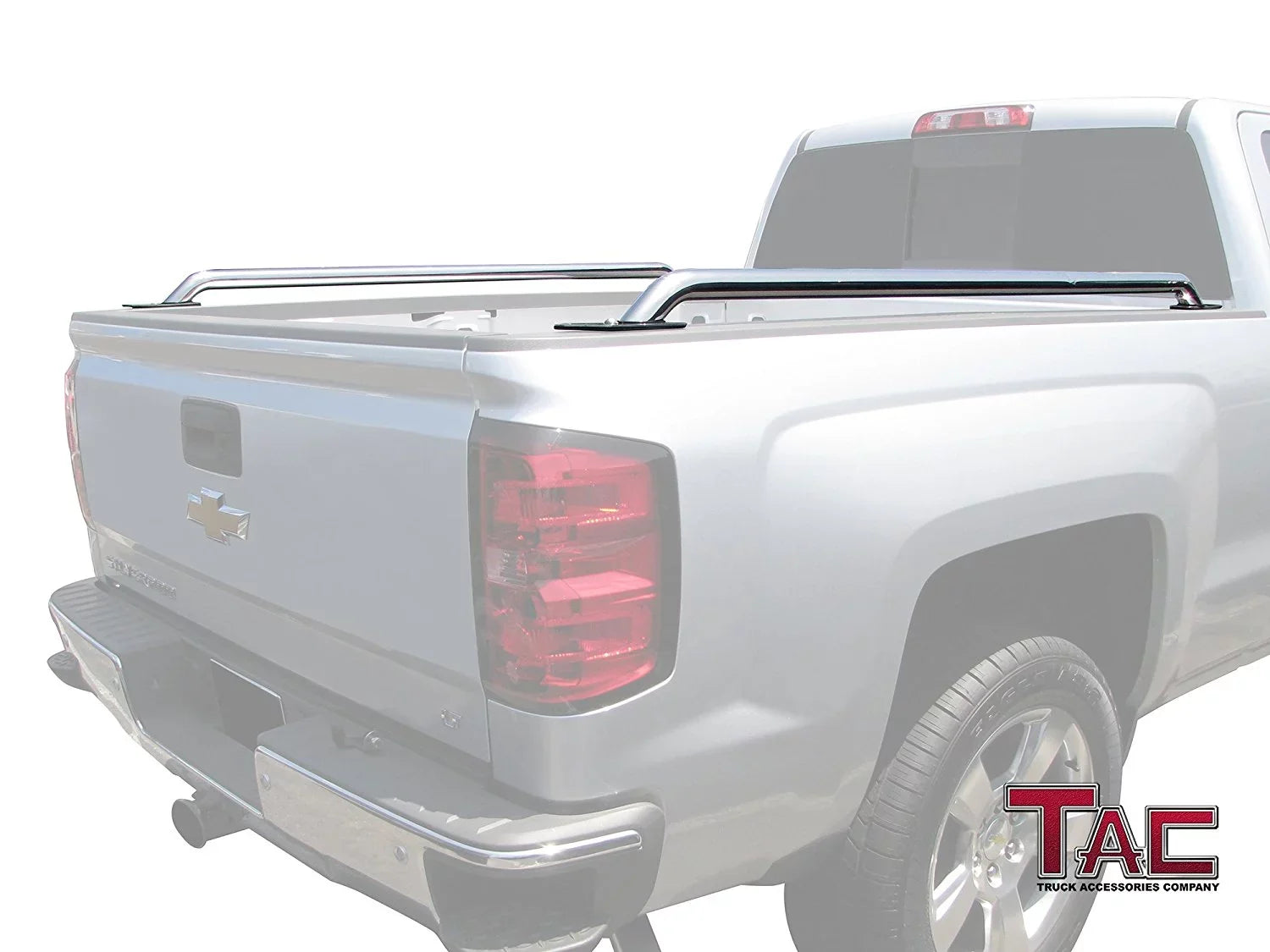 Rails Bed 304 2014-2024 Sierra Stainless Truck TAC 2pcs Standard CarbonPro Chevy Steel Rails Accessories Fit Bed(Excl. 1500 Denali Side Silverado/GMC Editions) 6.5ft