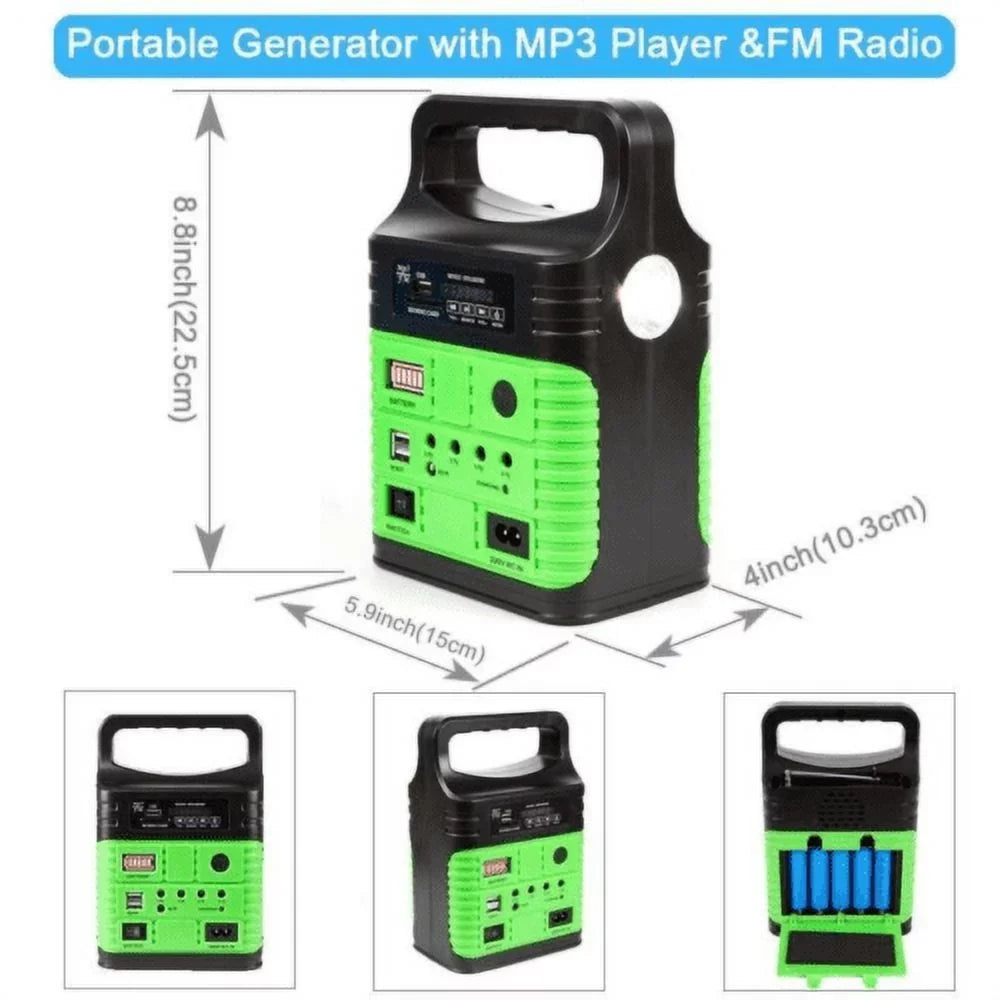 and Charger Power Camp Power with Generator with Solar System Back-up Battery Flashlights, Lamps Station Panel, USB 10W Solar Portable Electric Outdoor Home Emergency