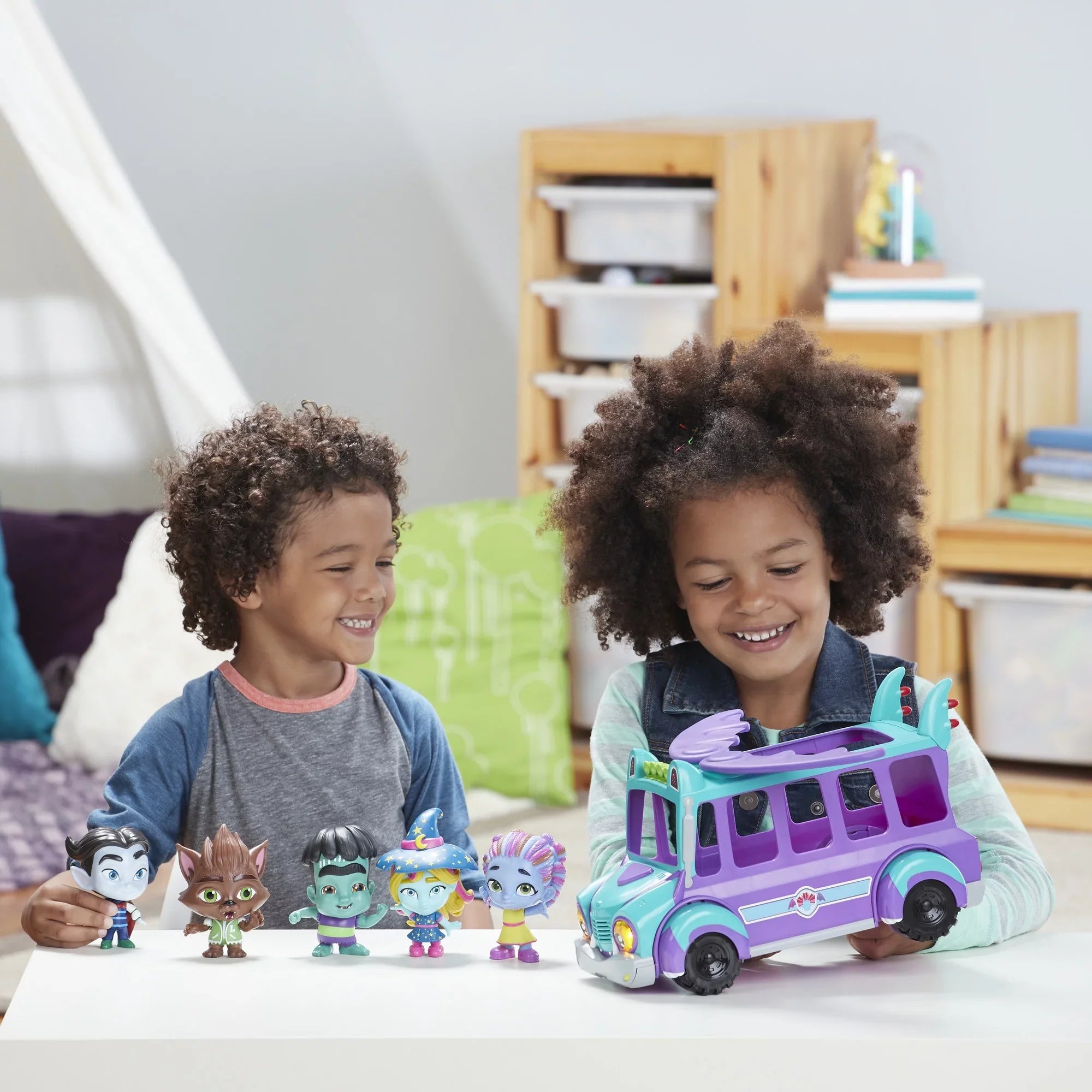 Lights, and Music 3 Super and Bus Toy Monster GrrBus Up Sounds, Ages Monsters Netflix with