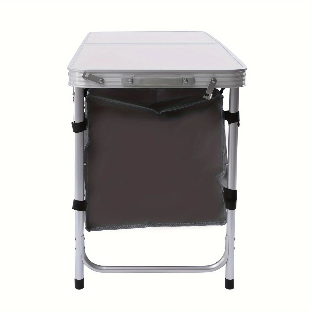 Adjustable BBQ Tailgating Backyards Compartment Table Height Table Indoor Perfect Camping Kitchen Outdoor Picnic Camp Lightweight Table with Folding Storage for