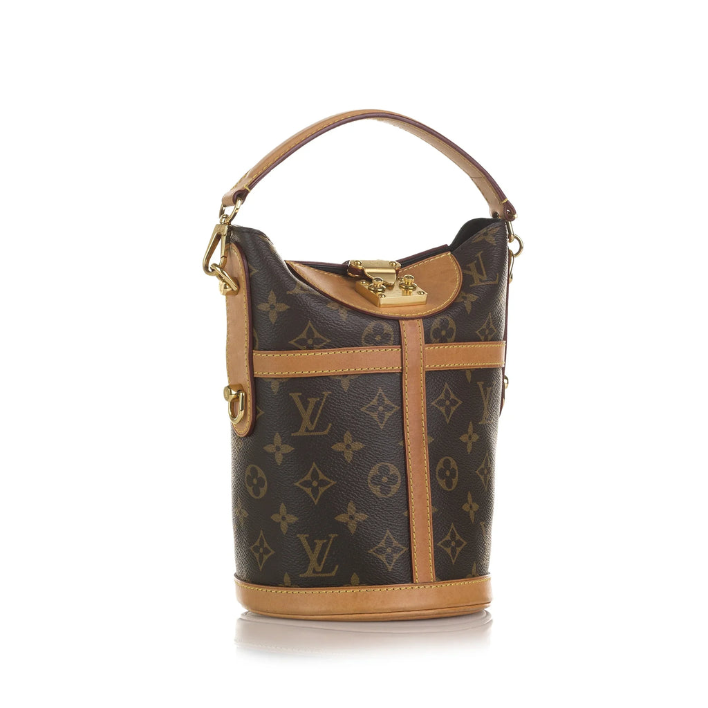 Monogram Unisex DrawstringBag Brown Pre-Owned Authenticated Louis Vuitton Bag Bucket Duffle Canvas