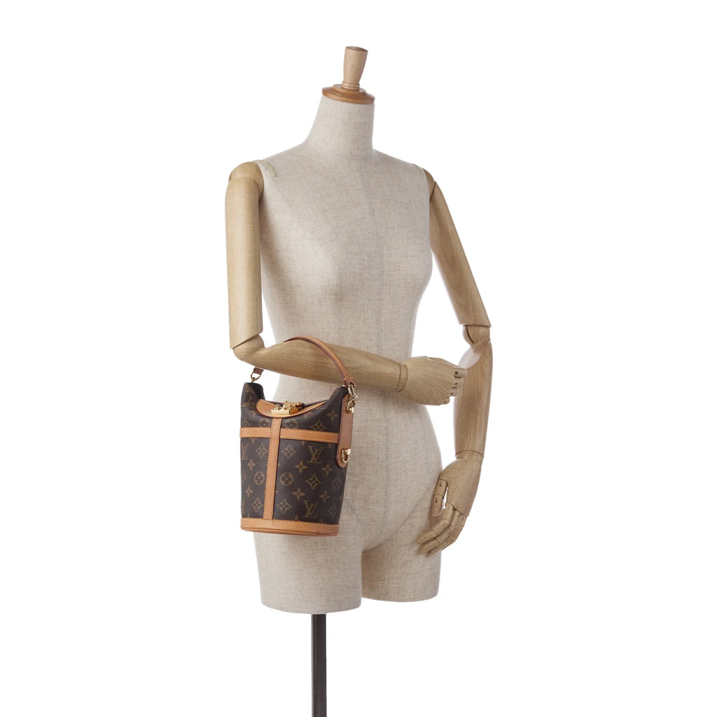 Monogram Unisex DrawstringBag Brown Pre-Owned Authenticated Louis Vuitton Bag Bucket Duffle Canvas