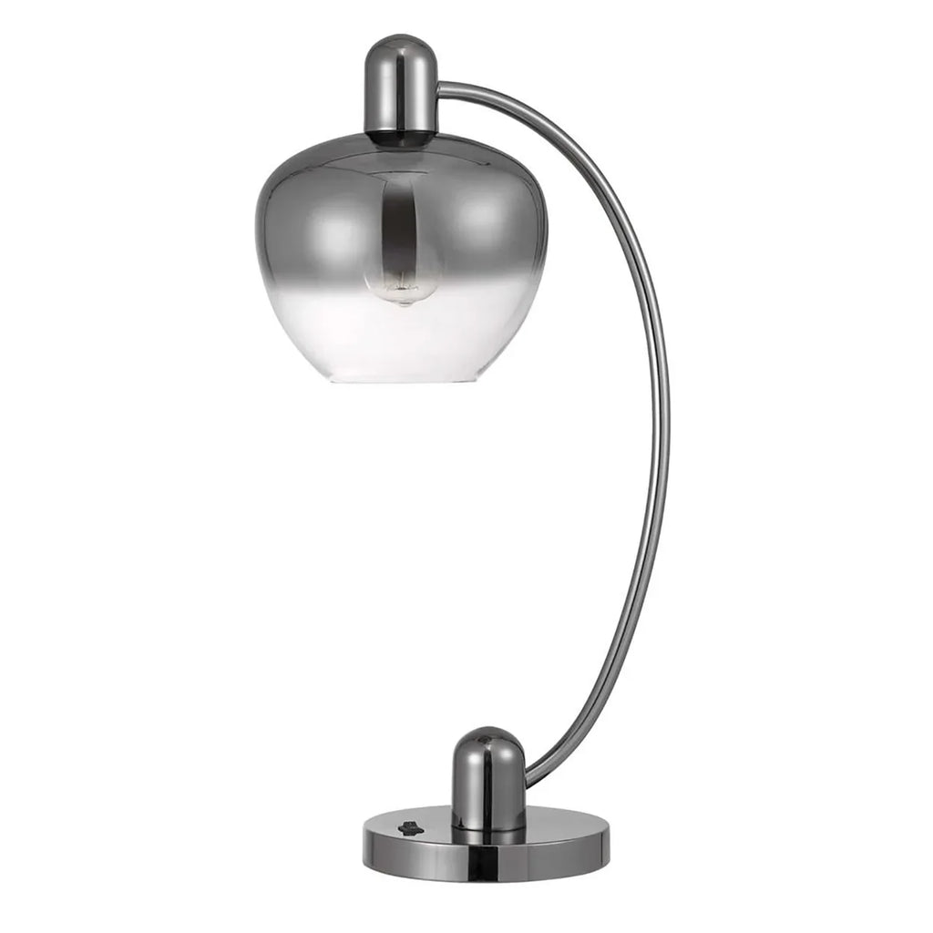 Rocker Table Switch Lamp With Metal Smoked Off 40W Shade On Brookline Arc Electoral And Plated Glass