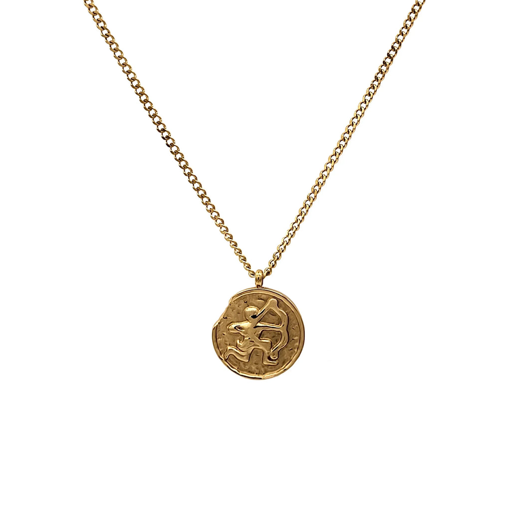 Inc Blue Boutique for | Box Gift Steel Horoscope, Stainless Women, Pendant Teens Necklace Zodiac Birthday Gold Sagittarius
