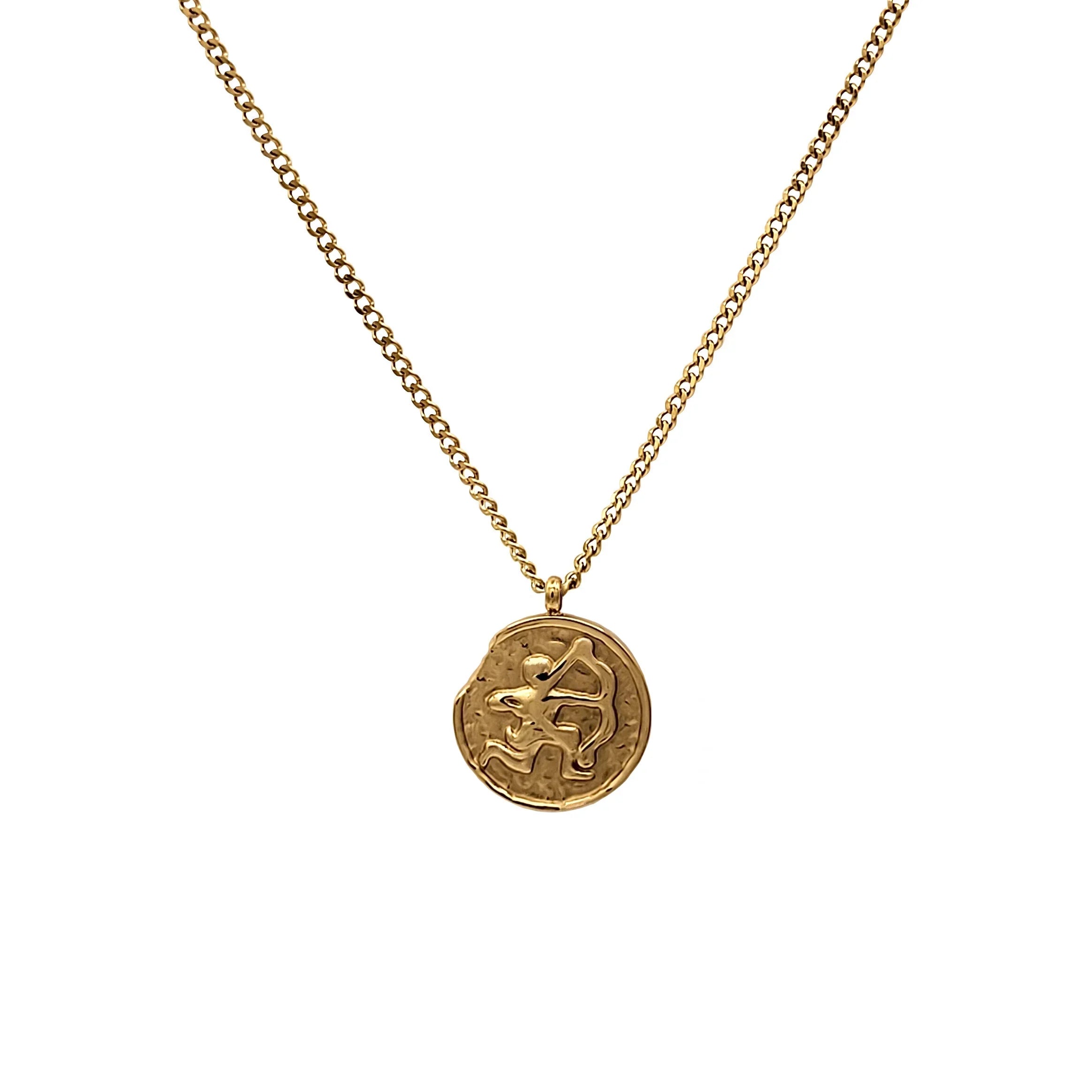 Inc Blue Boutique for | Box Gift Steel Horoscope, Stainless Women, Pendant Teens Necklace Zodiac Birthday Gold Sagittarius