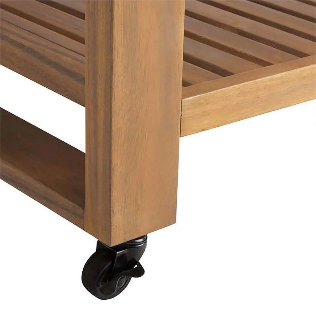 Kitchen Top Slatted Afuera Outdoor in Island Natural Living & Rolling Shelf Wood