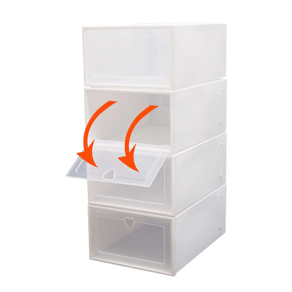 Foldable Organizer Drawer Flip Clamshell Loyalheartdy Box Plastic Shoe Clear Container Boxes Stackable Case 20Pcs Shoe Storage