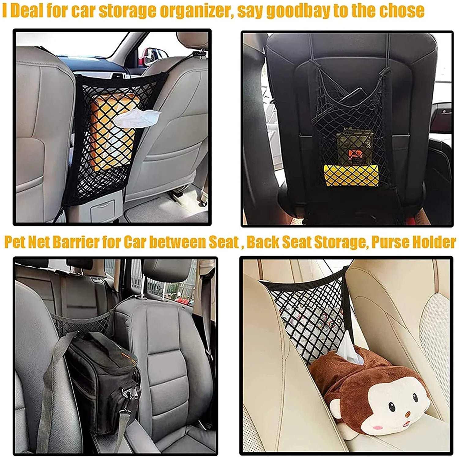 Baby Driving with & Storage Car -Easy Net Install, Car Universal Mesh for Safety Cars, Pet with Organizer Pets DYKESON Auto Barrier Dog for Bag SUVs Safely Children Stretchable Barrier Divider