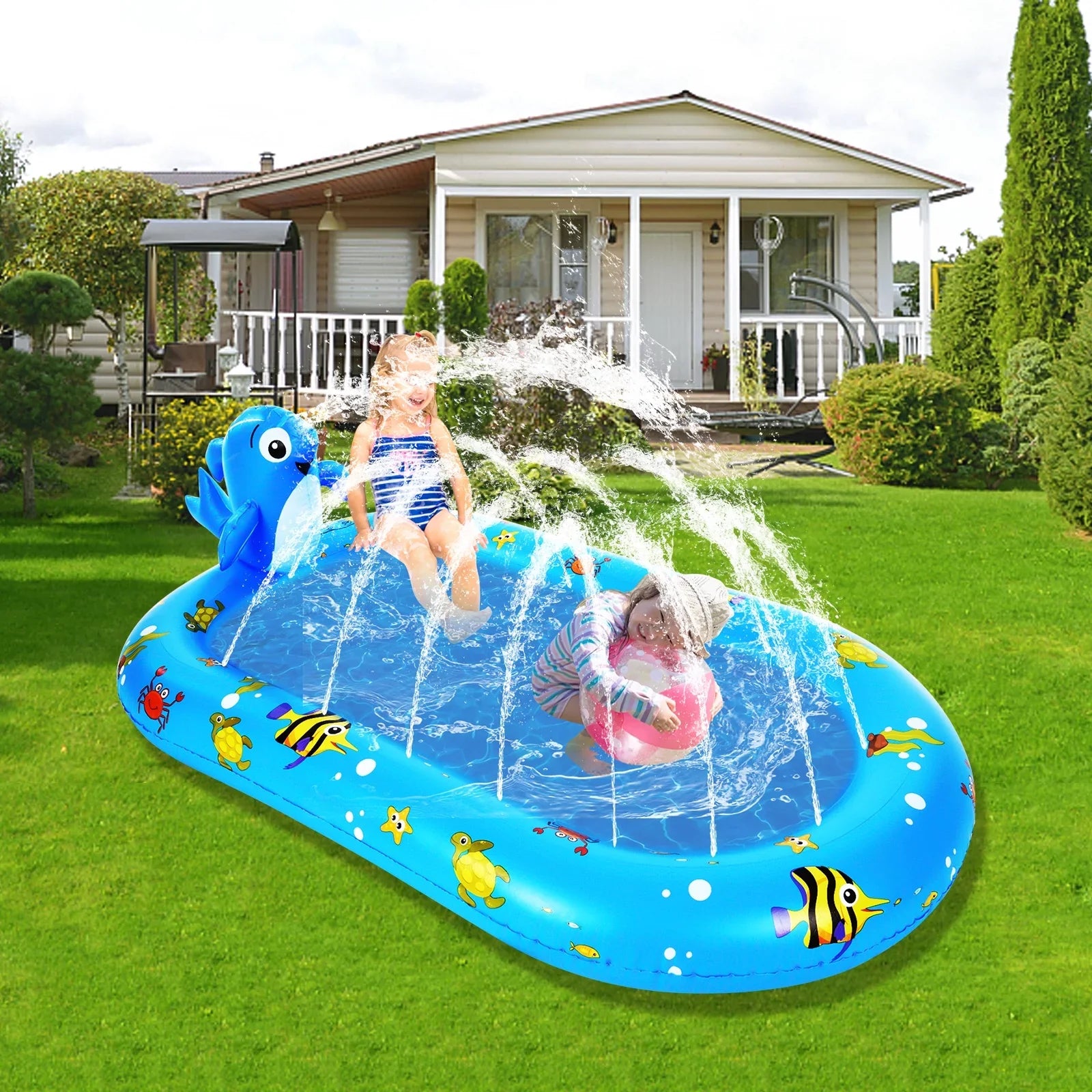 for Inflatable - Durable with Pool Sprinkler Swimming Sprinkler Kiddie Pool Large Summer Backyard Kids, Pool for