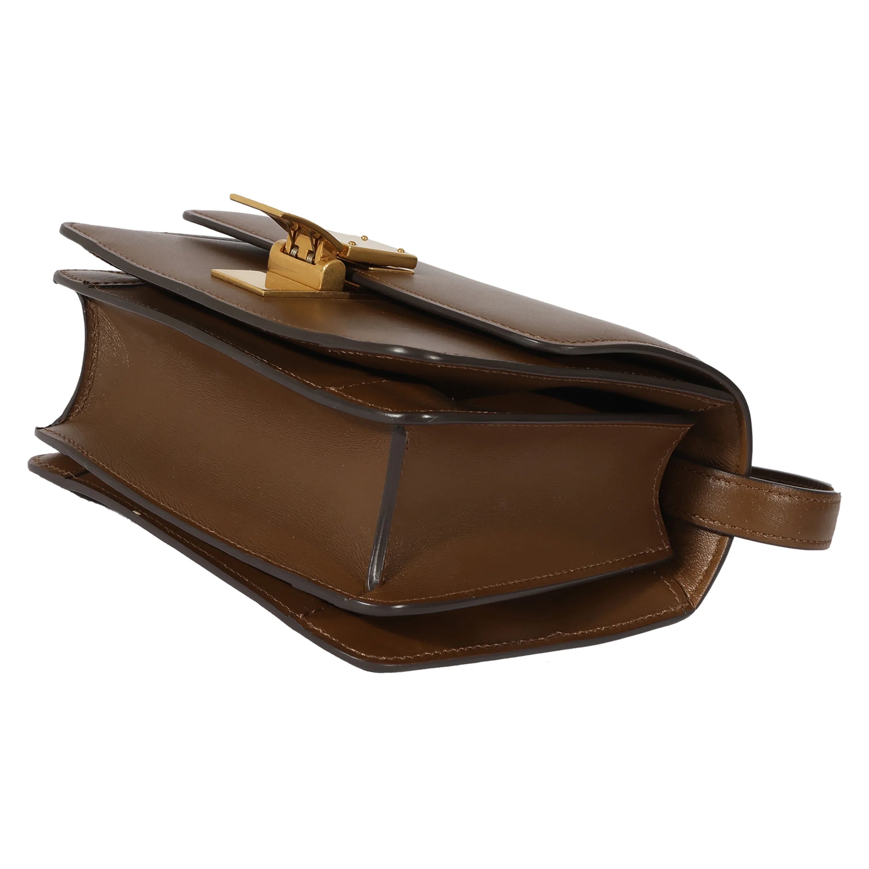 Small Smooth Celine Leather Box Bag Brown Pre-Owned