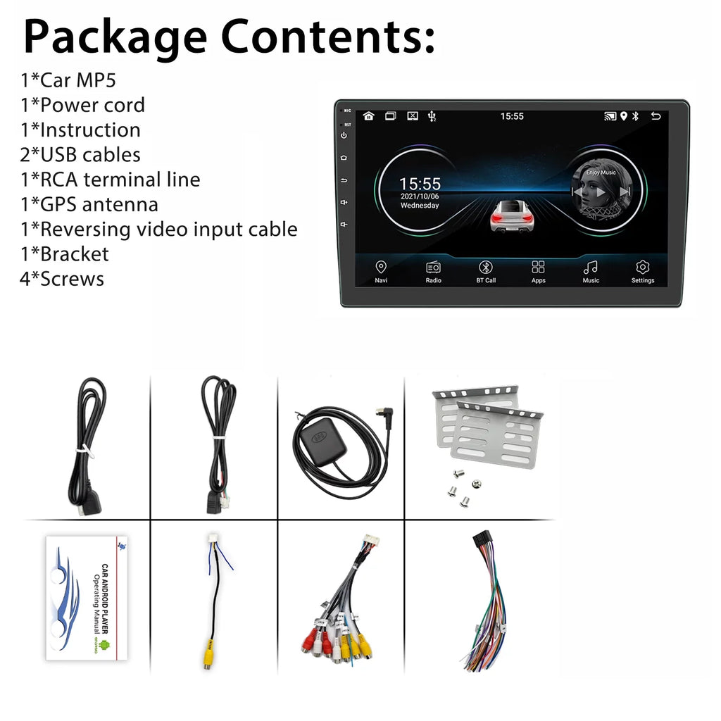 Camera(2+16GB) 10.1 Backup Mirror Link, Din 2022 Android GPS FM, Bluetooth Car Double With Inch Touch Screen Radio Navigate Stereo