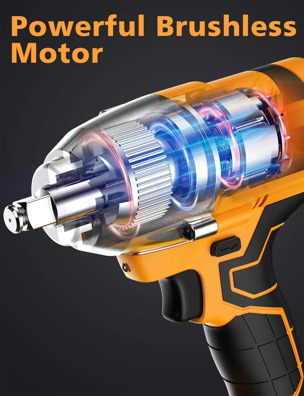 515 Torque Impact Wrench Tiers Car Inch Wrench,Max ft-lbs Brushless Impact for 1/2 MORI Gun Impact Cordless 700N.m