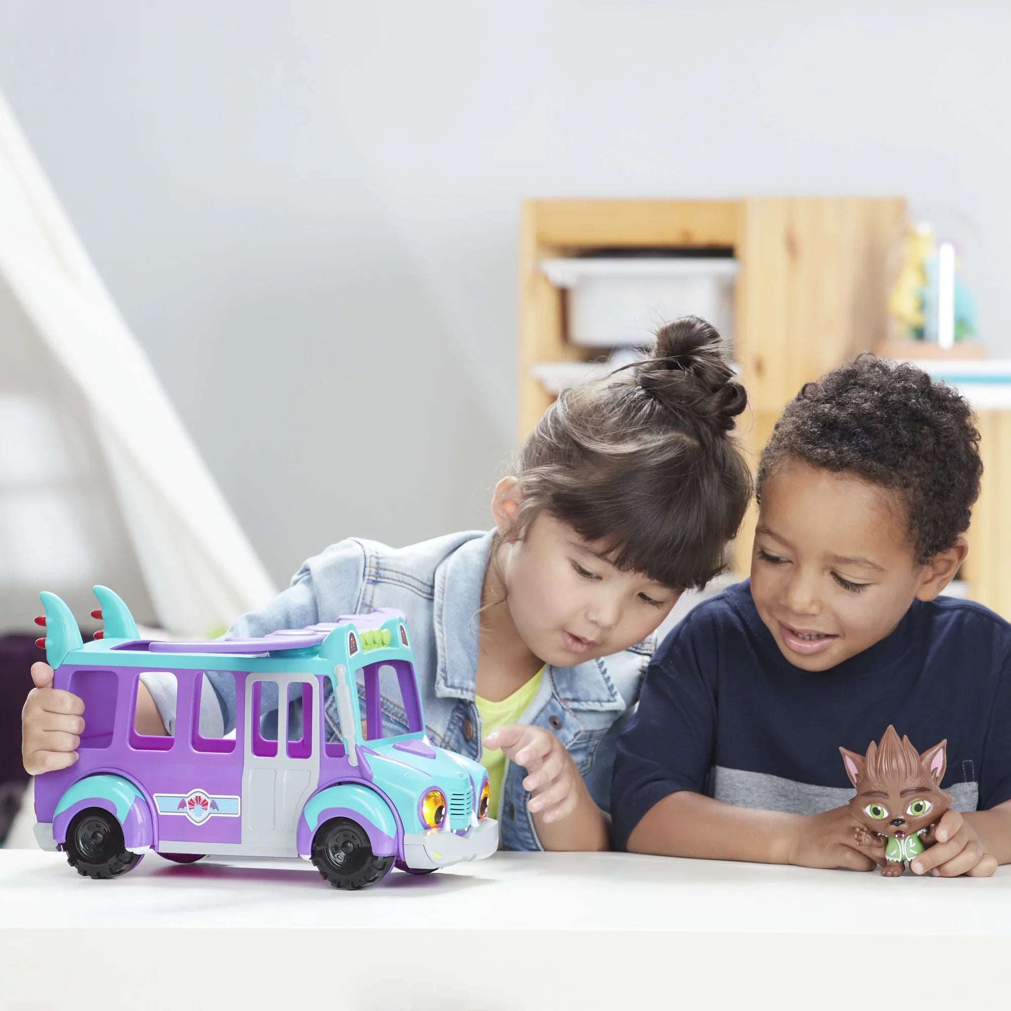 Lights, and Music 3 Super and Bus Toy Monster GrrBus Up Sounds, Ages Monsters Netflix with