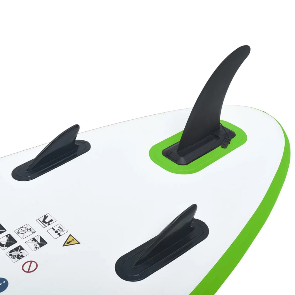 Green Inflatable and Walmeck White Paddleboard Set
