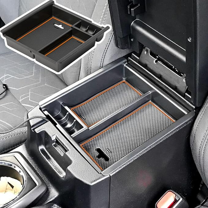 Organizer ABS Insert Console Gen 2022 with EDBETOS 2023 Tray Accessory Center 2020 Trim) 3rd 2021 Toyota Tacoma 2016-2019 Compatible Box Material Armrest (Orange