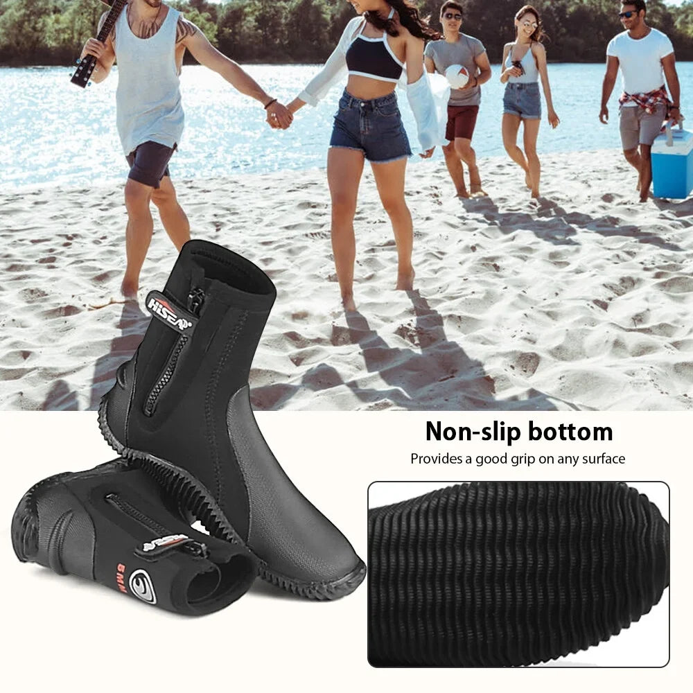 Side Men Neoprene and Diving Boots Boots Women Wetsuit 5mm Zipper with Dive Snorkeling Scuba for