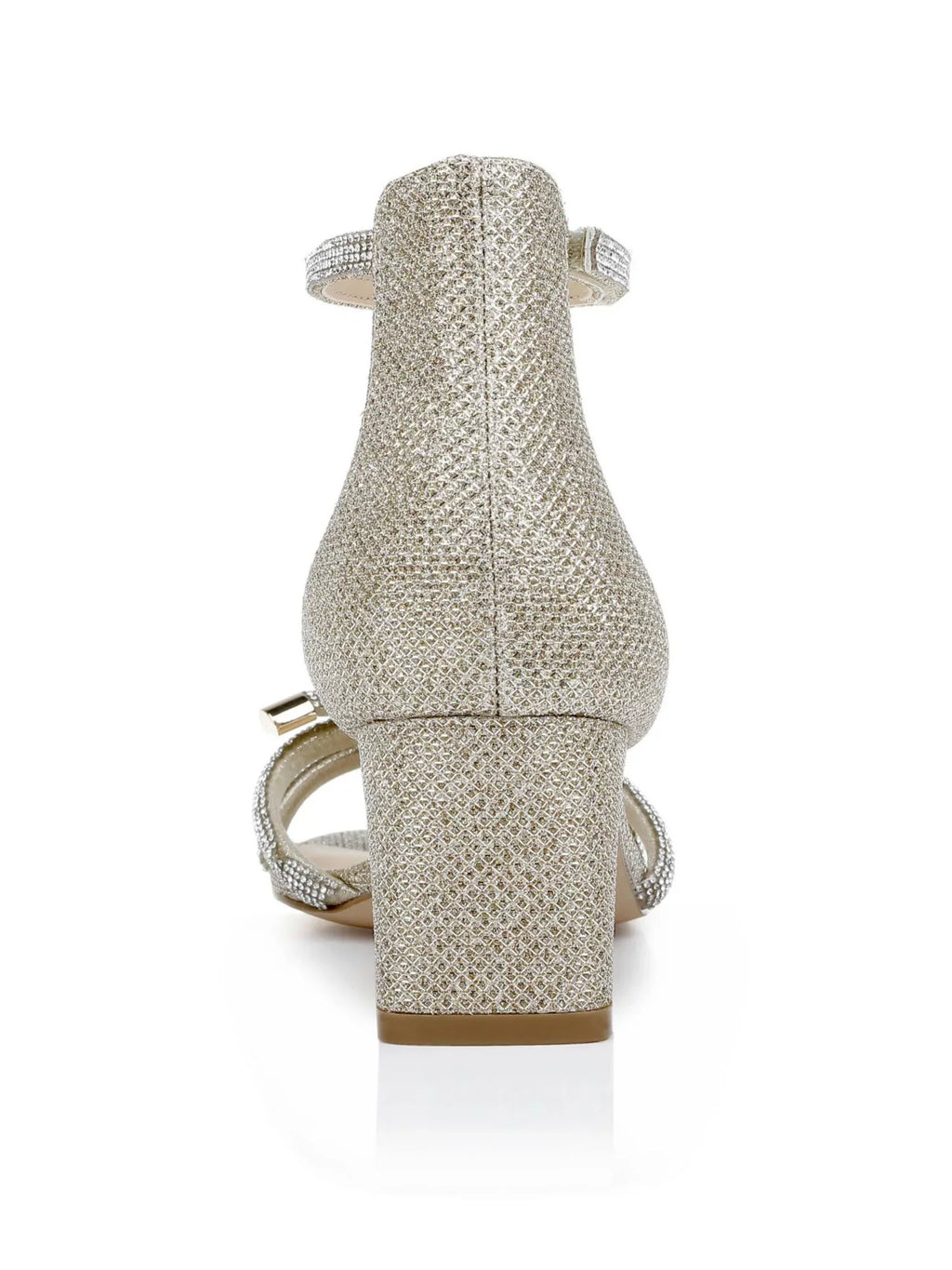 Womens BADGLEY 5.5 M MISCHKA Heeled Toe Strap Lena Block Rhinestone Sandal Silver JEWEL Heel Dress Round Ankle