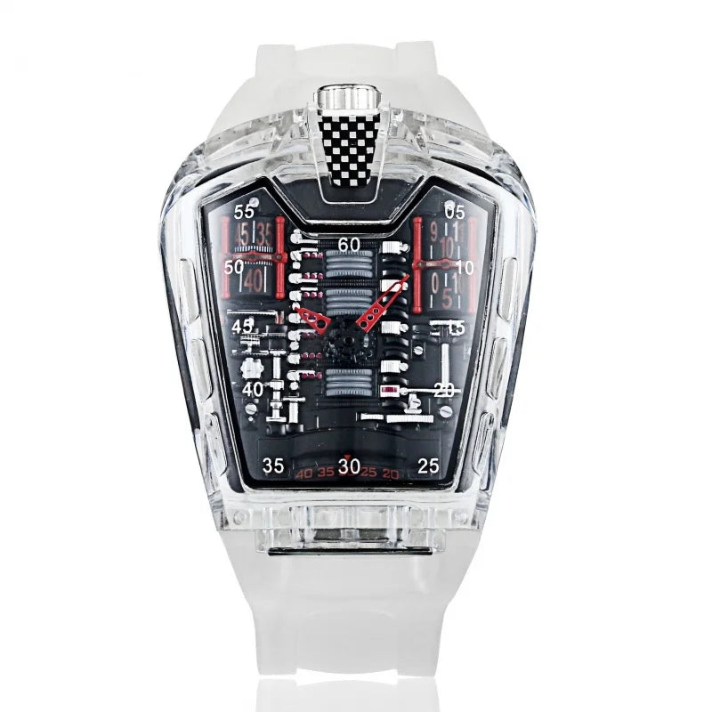 engine heart racing A battery quartz men's transparent avant-garde cool acrylic watch