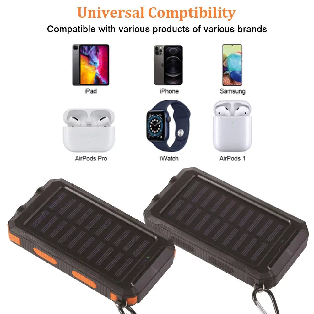 Solar Portable Cell Black. Super for Bank 10000000mAh Phone, USB Power Charger