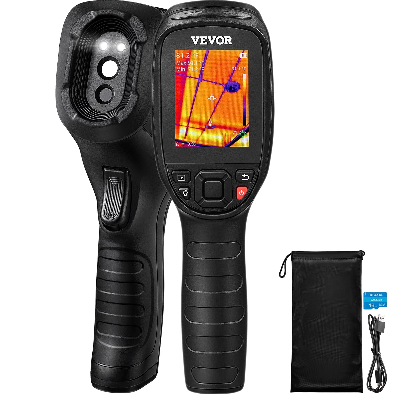 Infrared and Built-in Battery SD 20Hz 240x180 IR Camera, -4℉~662℉ Imaging Li-ion VEVOR Thermal Card, with Rechargeable Rate (43200 16G Temperature Refresh Range, Pixels), Camera Resolution