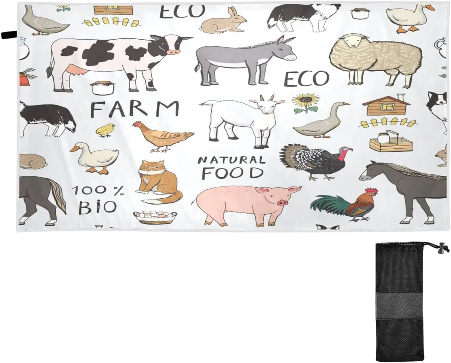 Free Farm Lightweight Towel Bath Bestwell Swim Towel, Quick Animals Thin Oversized 31”X71” Sand Towel Towel Cool Pool Beach Blanket, Yoga Microfiber Multipurpose Shower Dry