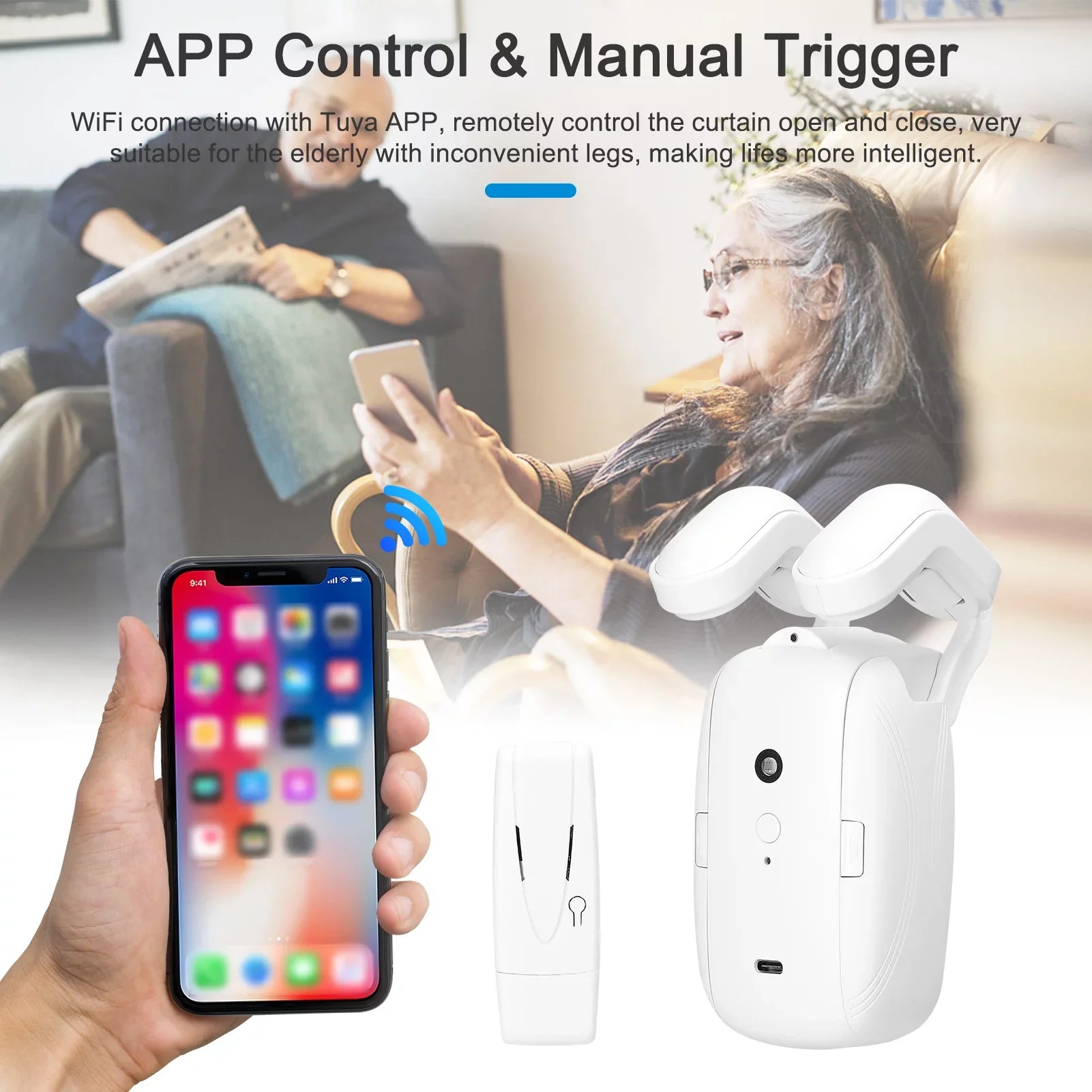 Wiring WiFi Intelligent No with Sensing Setup Motor Gateways Curtain Remote for Curtain & Control Timer APP with Robot Compatible Htovila Automatic Roman Electric Opener Rod Home Support