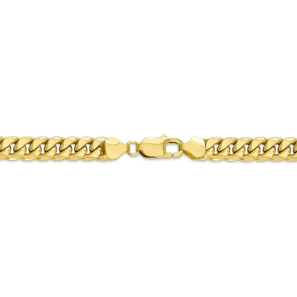 for Chain Bracelet; Leslie's and 10kt Adults Men Women for and Cuban Teens; Miami Yellow Real Semi-Solid Gold 7.3mm Chain