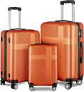 Luggage Wheels,Orange for Suitcase Set Orange(20in/24in/28in) Piece, Sets with Hardside with Women Sets Spinner 3 TSA Lock Luggage