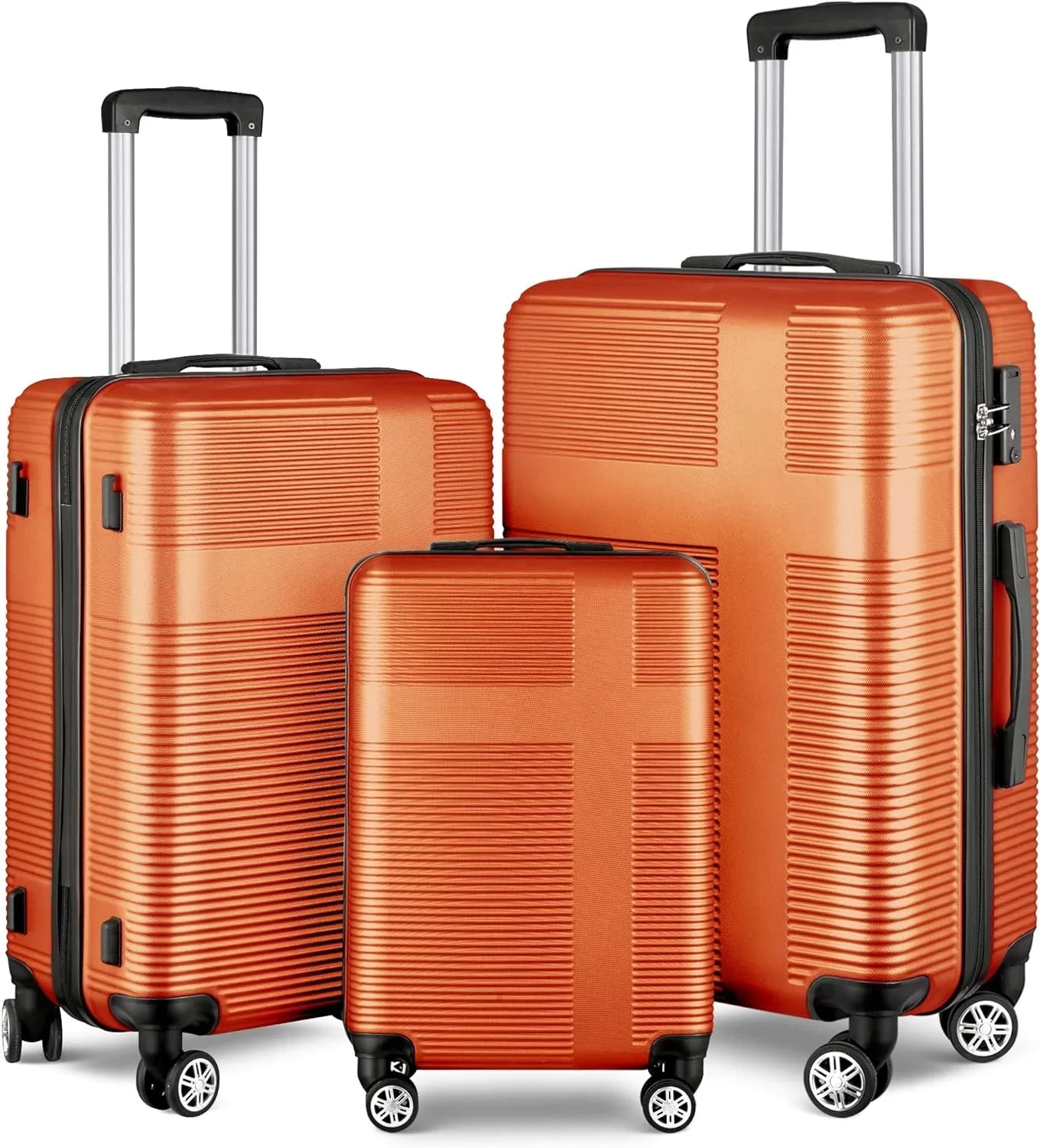 Luggage Wheels,Orange for Suitcase Set Orange(20in/24in/28in) Piece, Sets with Hardside with Women Sets Spinner 3 TSA Lock Luggage