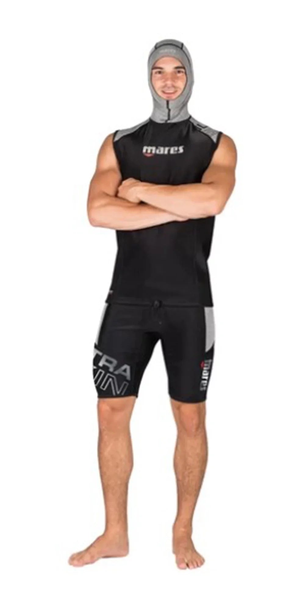 Large Ultraskin Men's Mares W/ Hood Skin Sleeveless Black