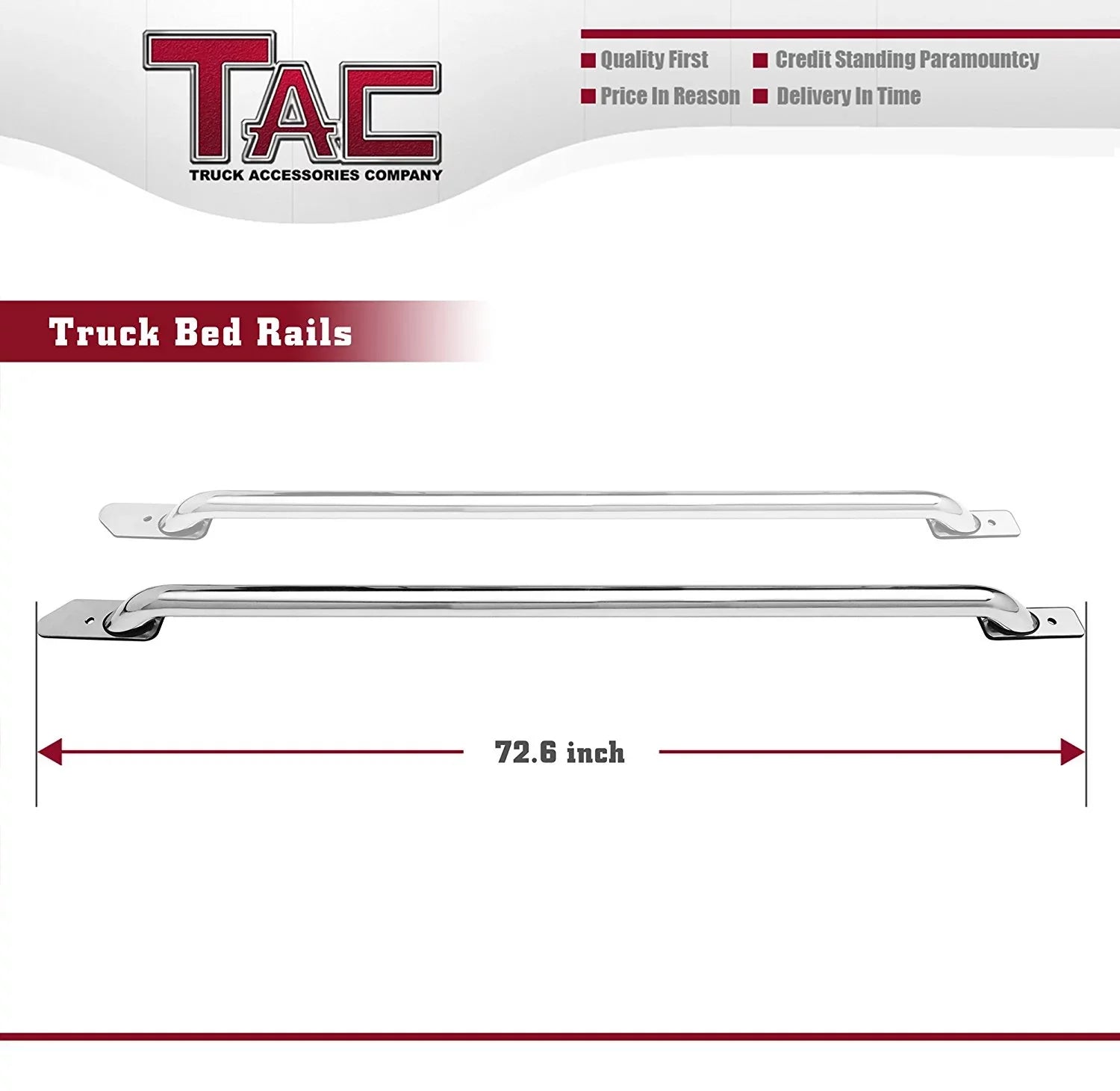 Rails Bed 304 2014-2024 Sierra Stainless Truck TAC 2pcs Standard CarbonPro Chevy Steel Rails Accessories Fit Bed(Excl. 1500 Denali Side Silverado/GMC Editions) 6.5ft