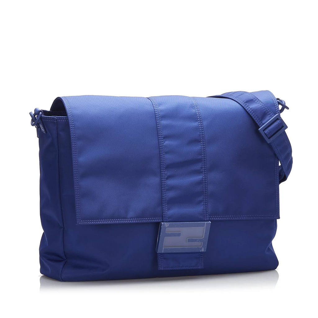 Blue Fendi Crossbody Lock Unisex Fabric Pre-Owned Authenticated FF Bag Crossbody (Good) Nylon