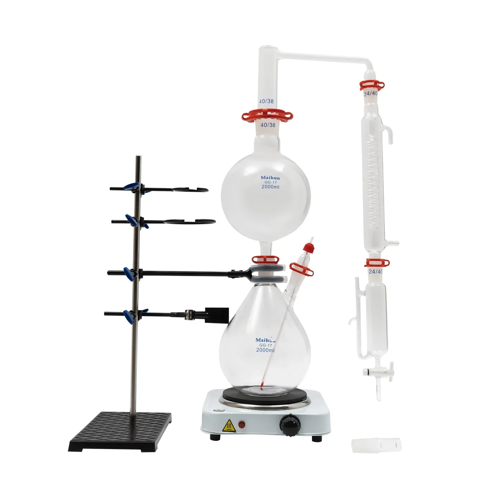 Miumaeov Purifier Stove Essential Essential + Hot Lab 2000ML Apparatus with Separator Glass Distillation Oil Water + Distillation Distiller Condenser Kit Steam Oil