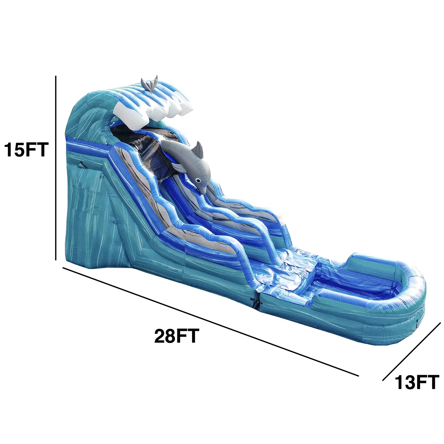 Slide Blower Inflatable Pool Slide JumpOrange for Commercial with Dolphins and with Water Kids Adults Grade Outdoor