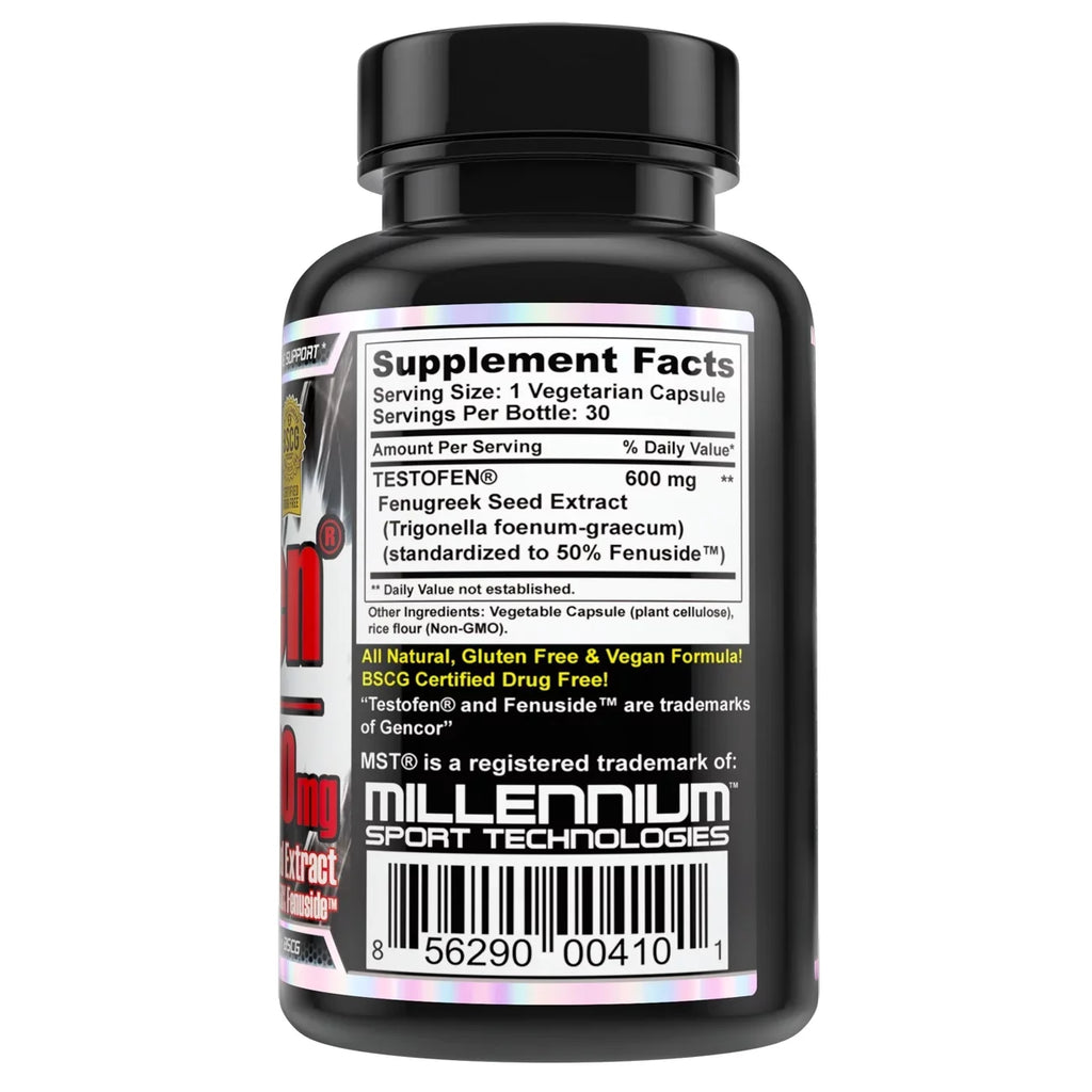 Supplement | 30 Seed Testofen Certified Extract BSCG to Count Fenugreek | | 50% | | Fenuside Standardized 600mg