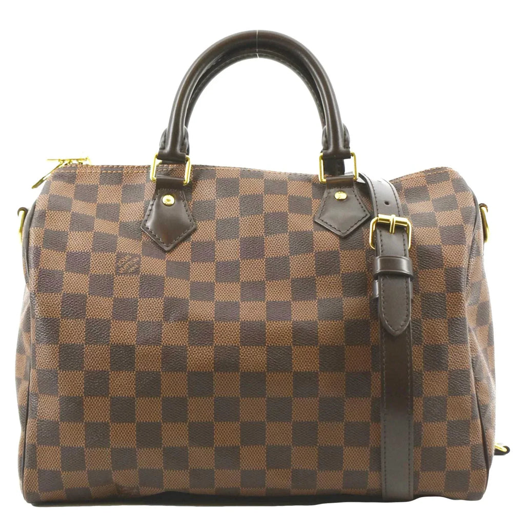 LOUIS VUITTON Damier Pre-owned Brown Ebene Shoulder 30 Speedy Bag Bandouliere