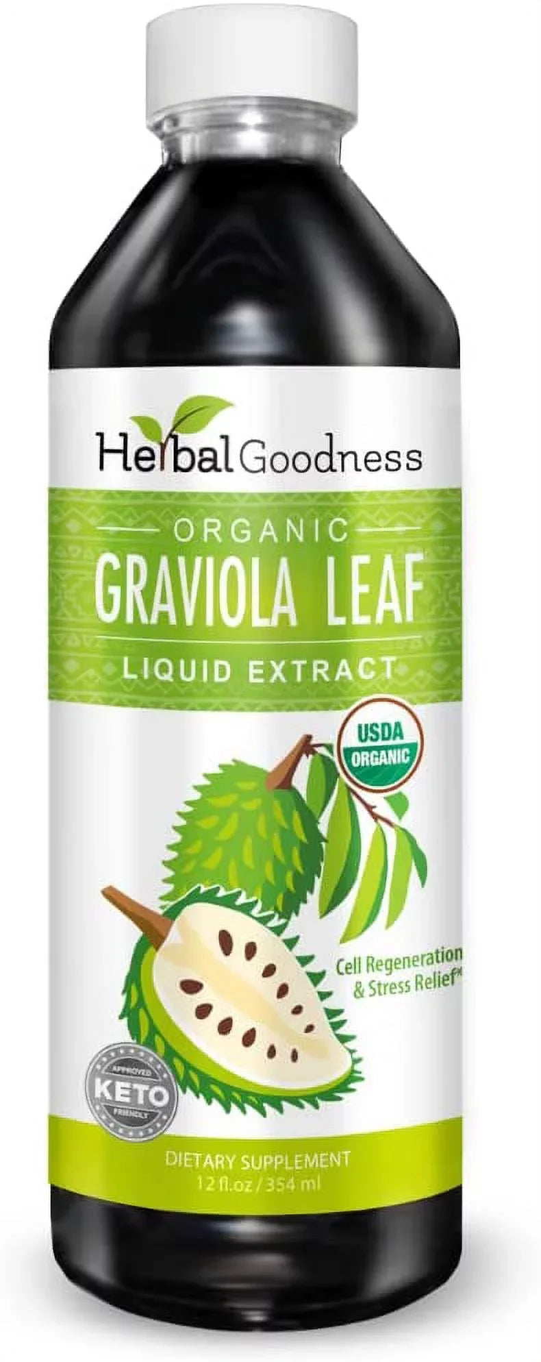 & - USDA Extract - - (Guanabana) Cell Support Soursop Ð & Relief Regeneration Organic, Bottle GMO, Graviola Kosher Liquid Stress Immune 12oz Leaf Ð Leaves Ð Non Boost