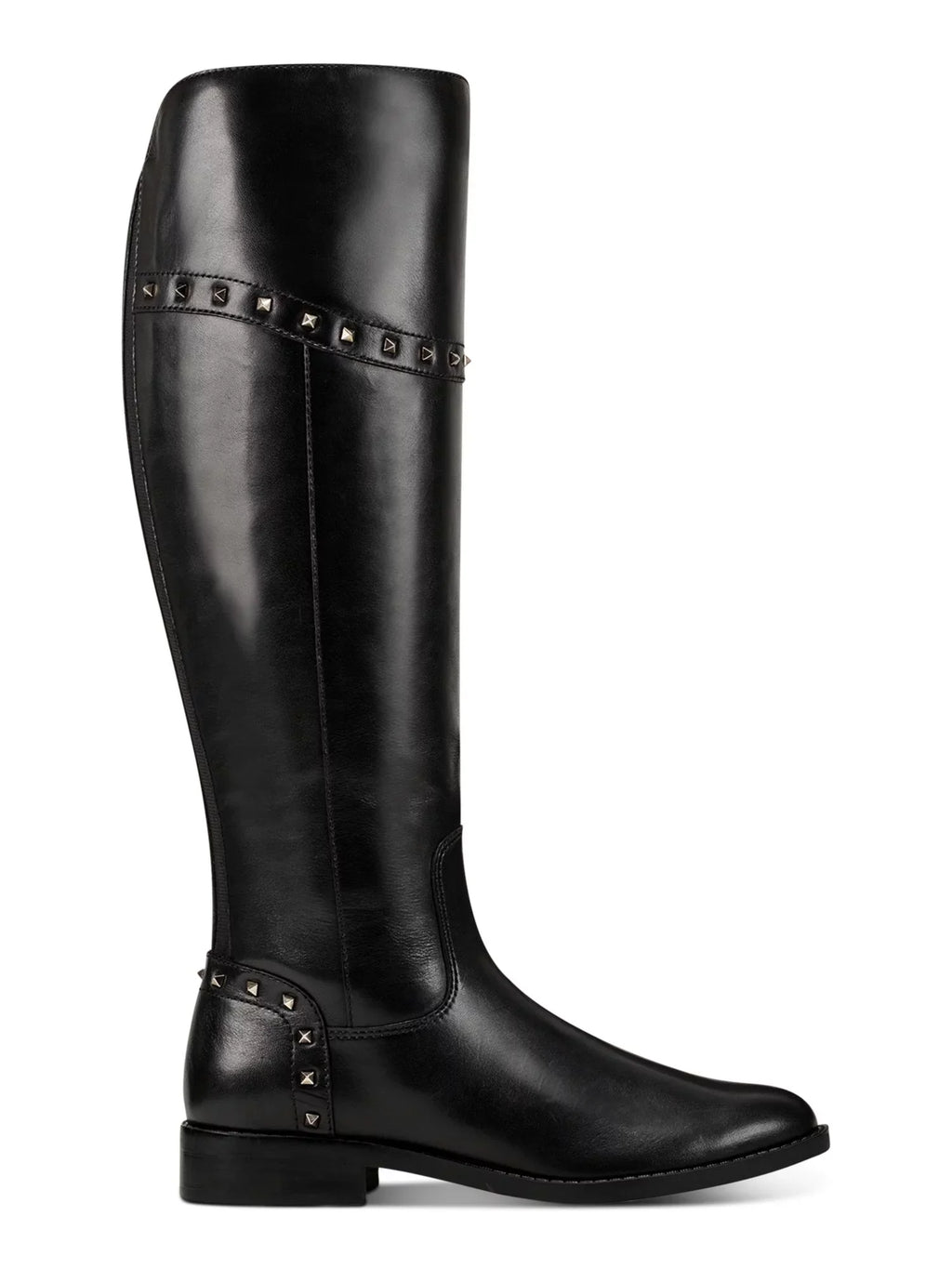 Resistant Water Womens Heel MARC M Accents FISHER Gore Cushioned Back Toe Black Zip-Up Riding Round Studded 6.5 Resistant Secalm Boot Slip Flex Block