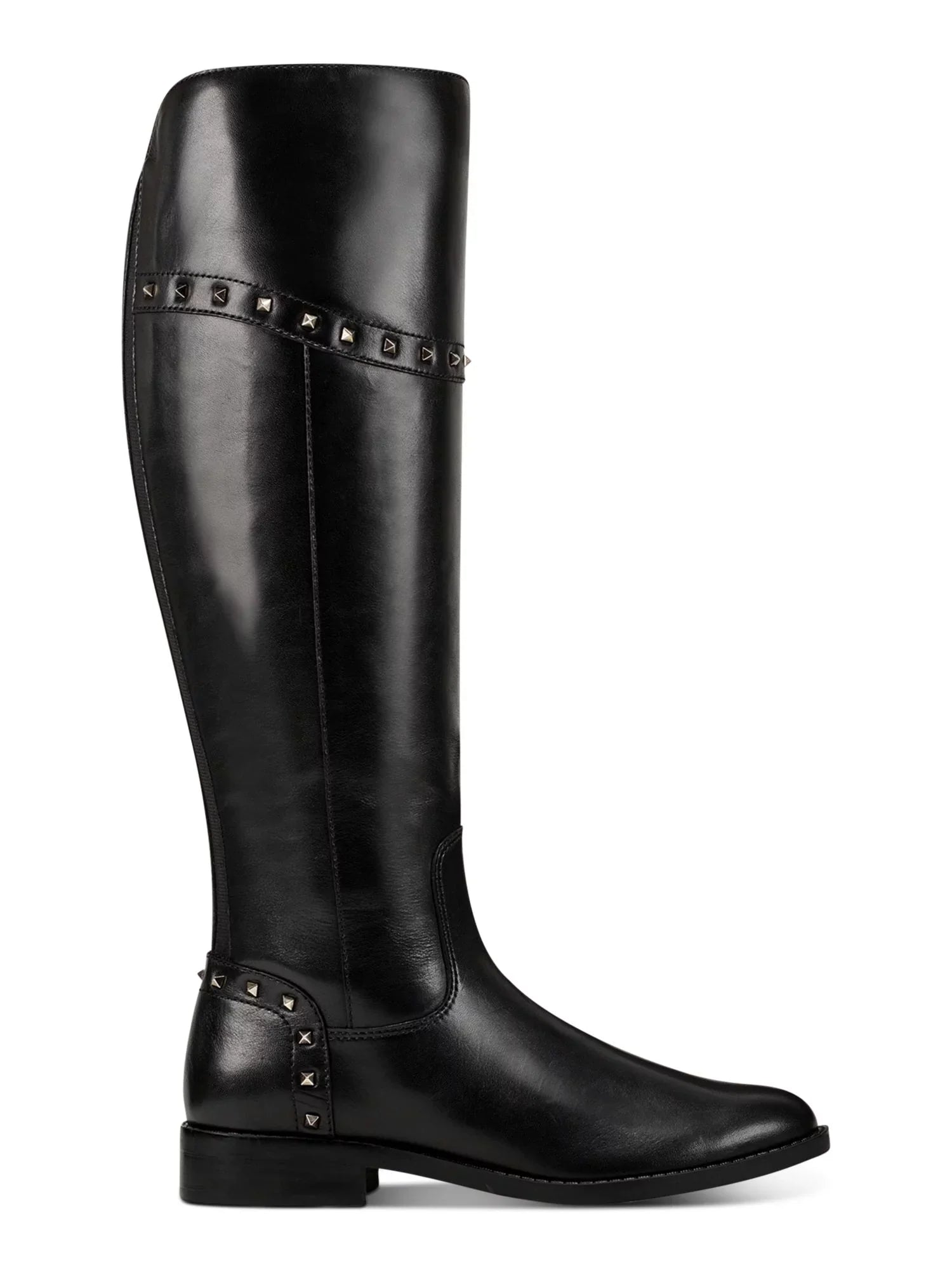 Resistant Water Womens Heel MARC M Accents FISHER Gore Cushioned Back Toe Black Zip-Up Riding Round Studded 6.5 Resistant Secalm Boot Slip Flex Block