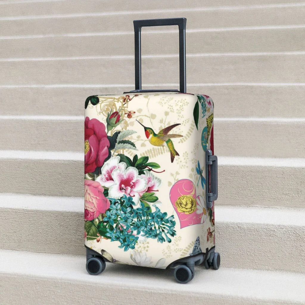 Cover Suitcase Easygdp Bird with Protective Elastic Print Butterfly Hidden 18-32 and Zipper -Medium inch Washable Rose Fits Luggage