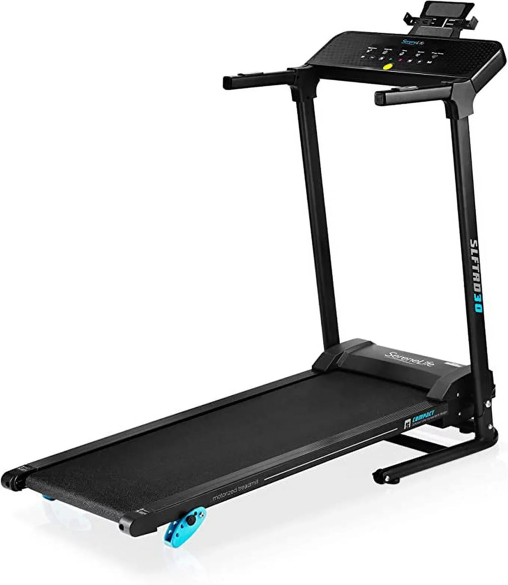 Foldable Digital Fitness Exercise Treadmill - SereneLife Electric Folding Smart Machine, Black