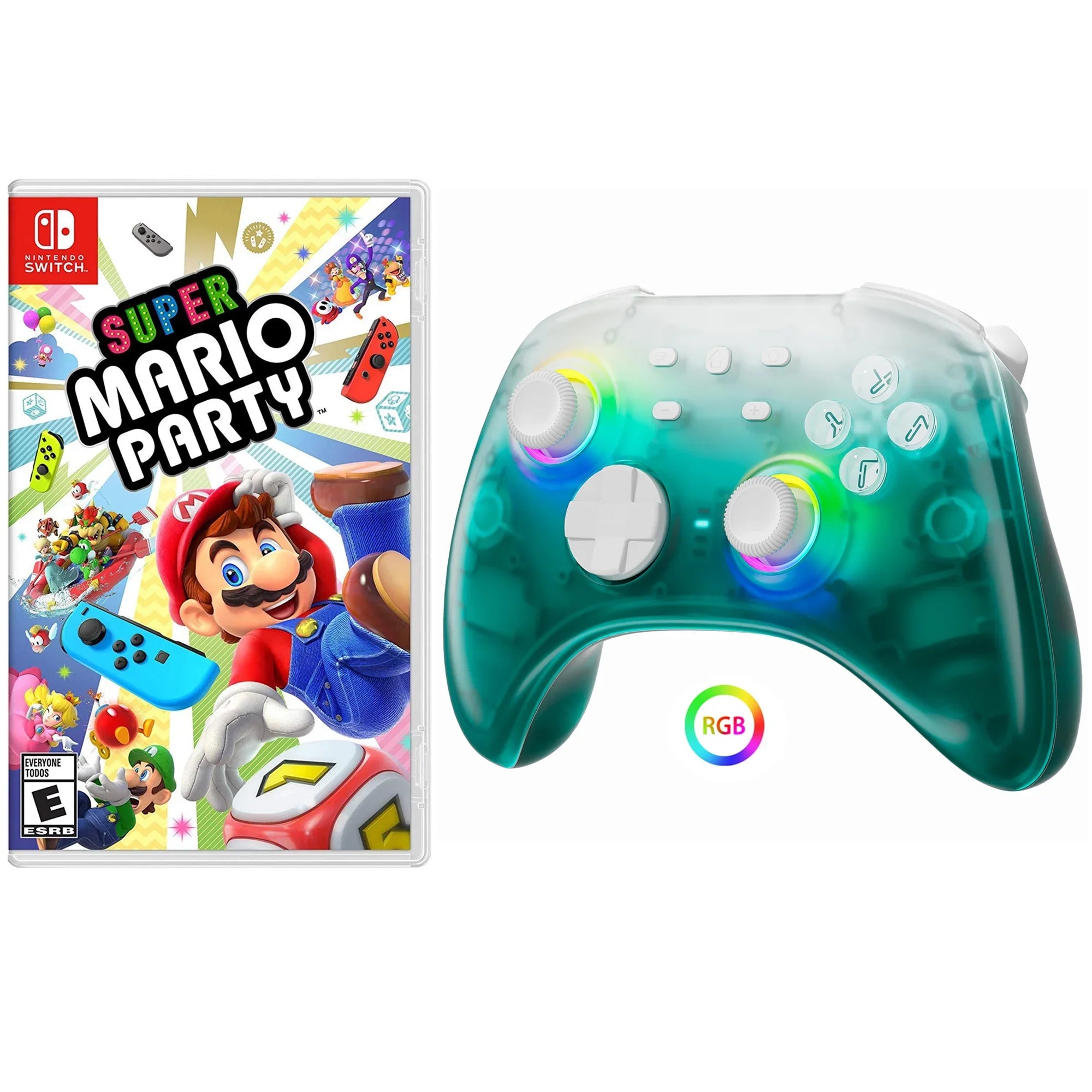 Pro Effect Joysticks with Party Hall Mario Switch/PC/IOS/Android/Steam Nintendo Triggers and Green Controller Upgraded Game Disc for Switch Super &