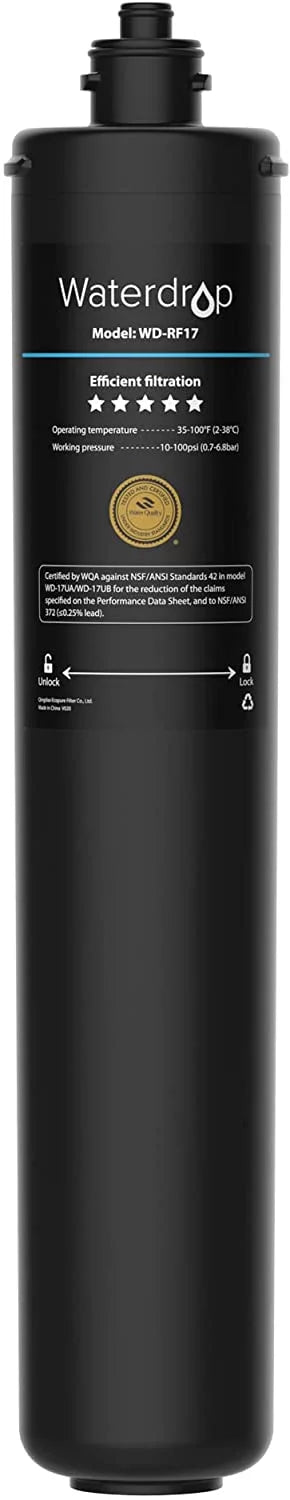 Waterdrop Filter, Long System, 3 Lifetime Gallons, Years 19K WD-RF17 Ultra Filtration Water Replacement Under Under 17UA Counter Water Sink