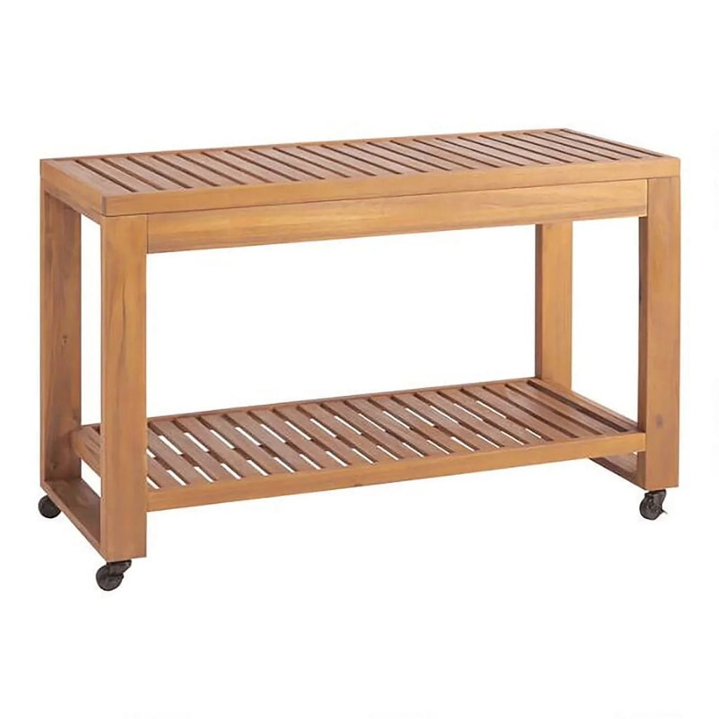Kitchen Top Slatted Afuera Outdoor in Island Natural Living & Rolling Shelf Wood