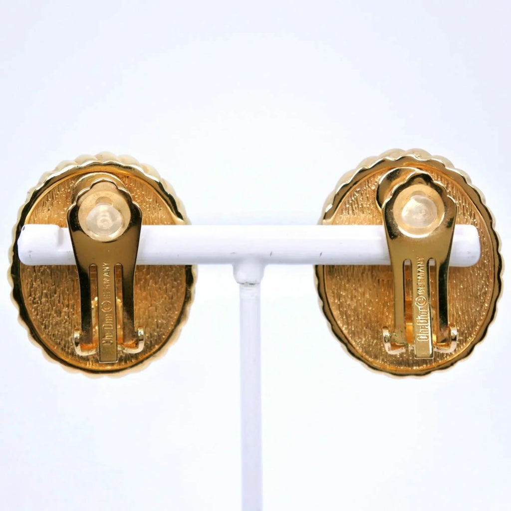Approx. Made Earrings, Dior Plated, Women's in Pre-Owned Gold Germany, 35.5g, (Good) Christian Blue,